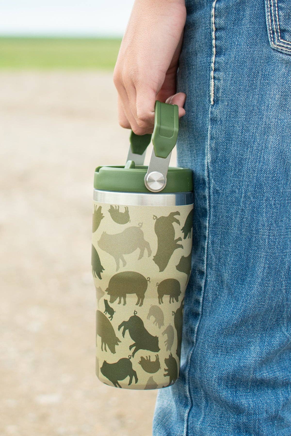 Pig Camo 20oz Kids Bucket Handle Tumbler