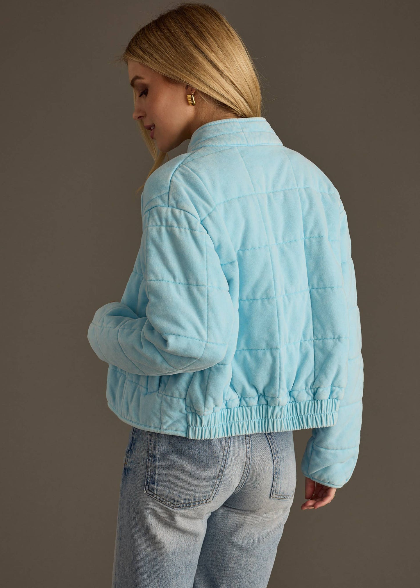 Light Blue Washed Quilted Jacket