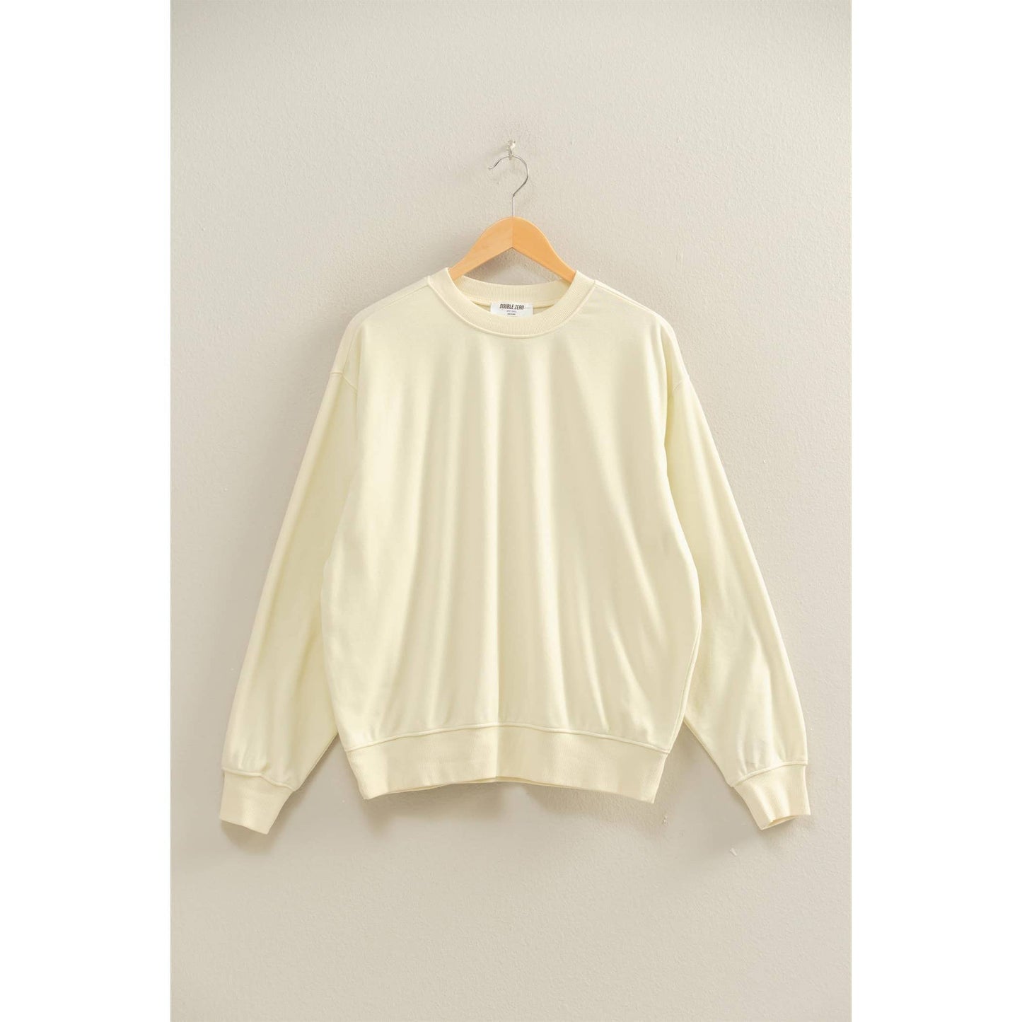 Oversized Mineral Washed Sweatshirt: CREAM / S-M-L(2-2-2)