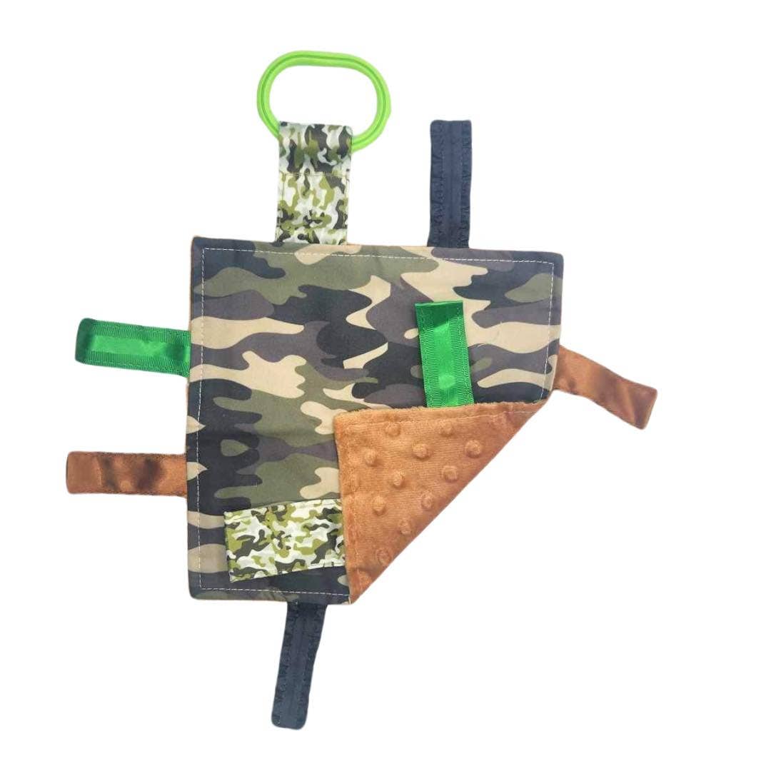 Army Camouflage Military Crinkle Tag Square Lovey 8"x8"