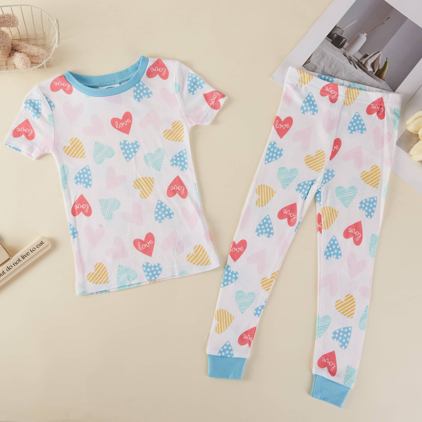 Love Heart Kids Pajama Pants Set