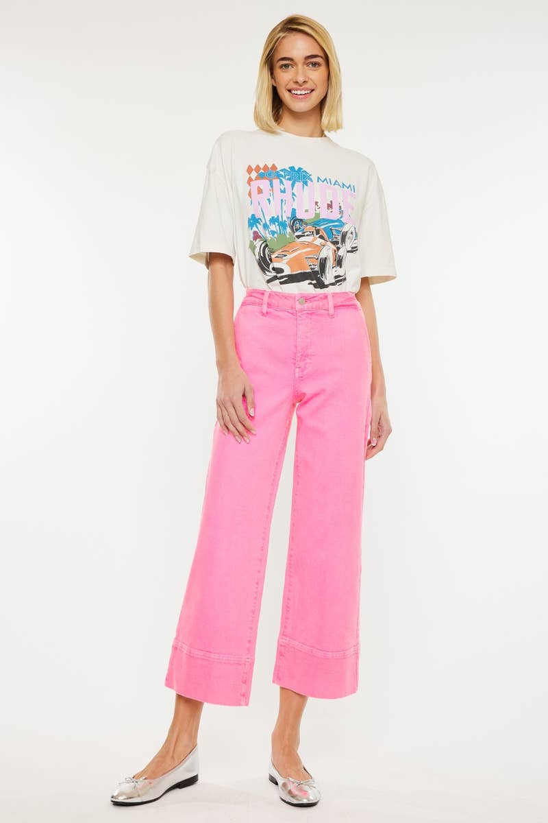 Kan Can HR WIDE LEG JEANS: NEON PINK