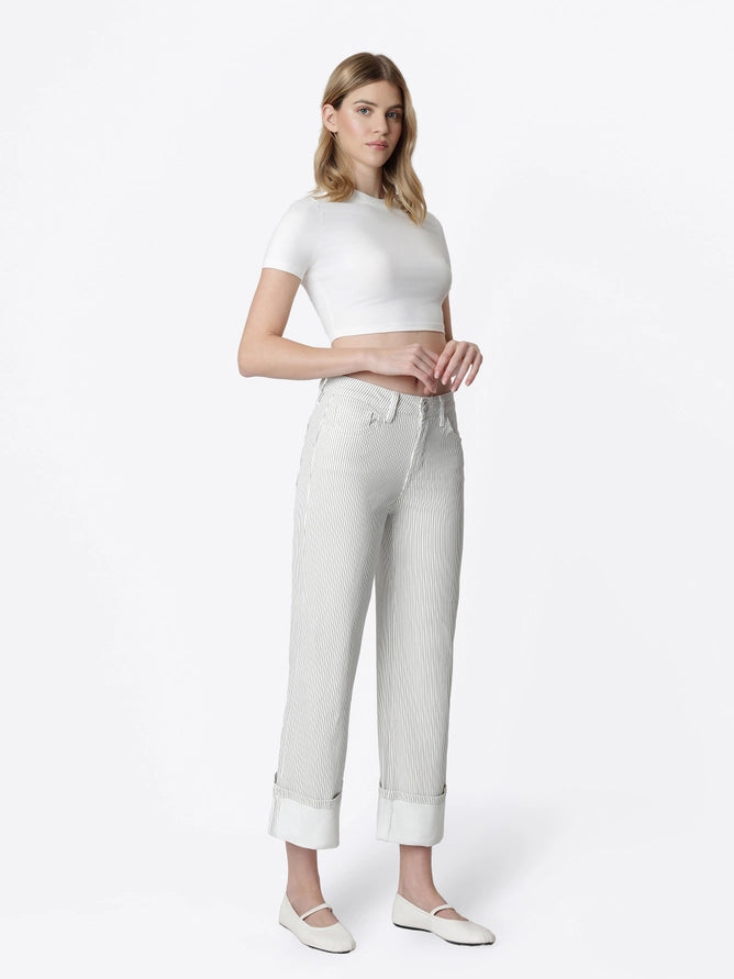 HR Stripe Cuffed Crop Wide
