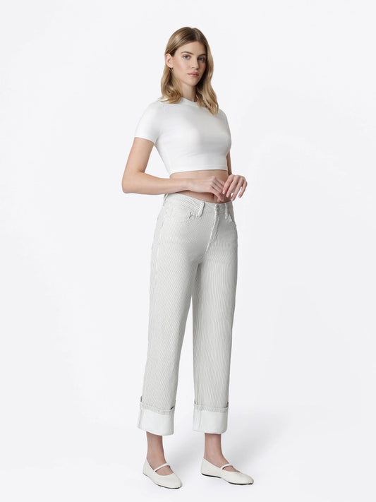HR Stripe Cuffed Crop Wide