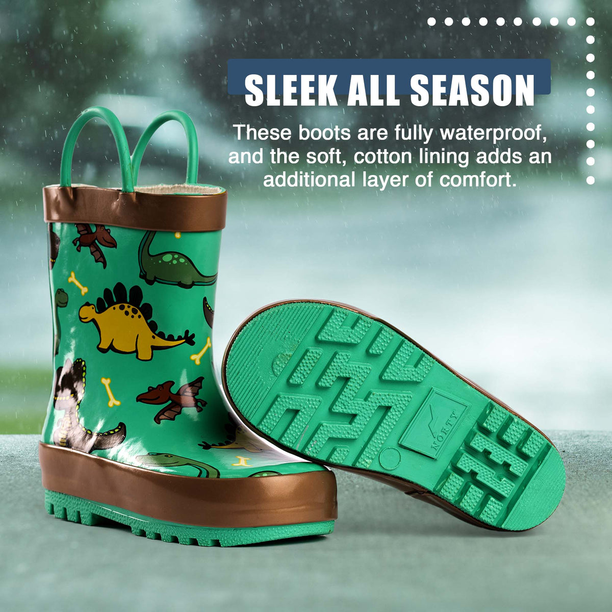 Norty Waterproof Rubber Rain Boots for Kids - Boys & Girls -: 13 Little Kid