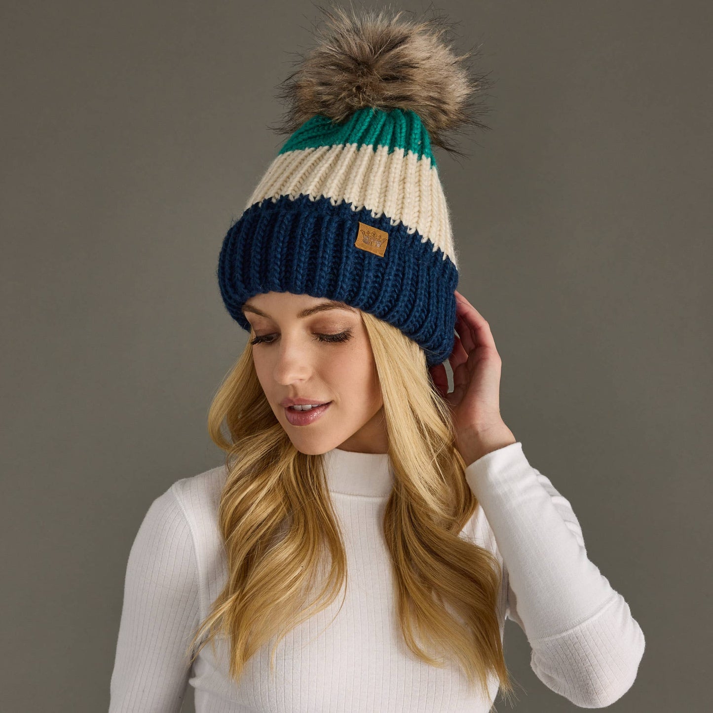 Color Block Pom Hat