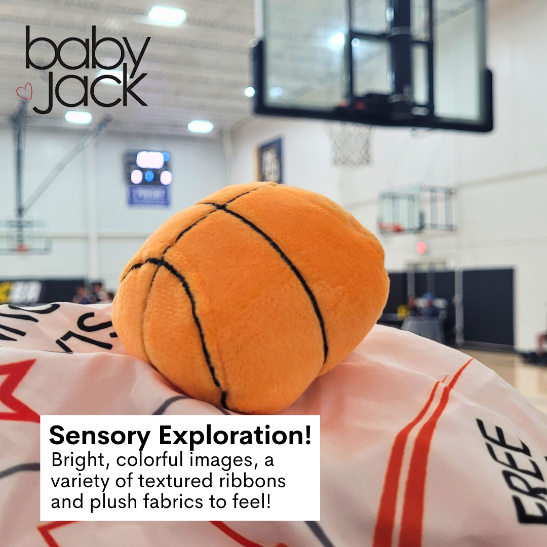 Basketball Baby Learning Lovey Tag Stroller Toy 10" x 10"