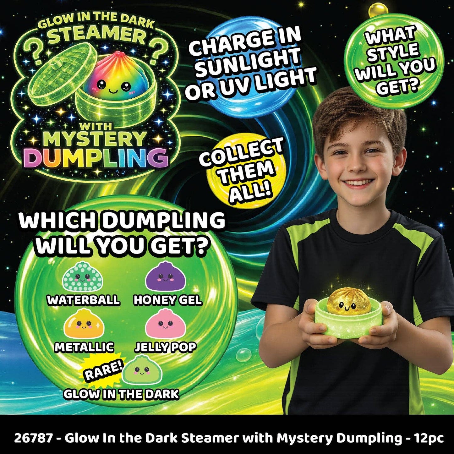 Glow-in-the-Dark Mystery Dumpling Squishy Toy - 12/Display: Wholesale Price