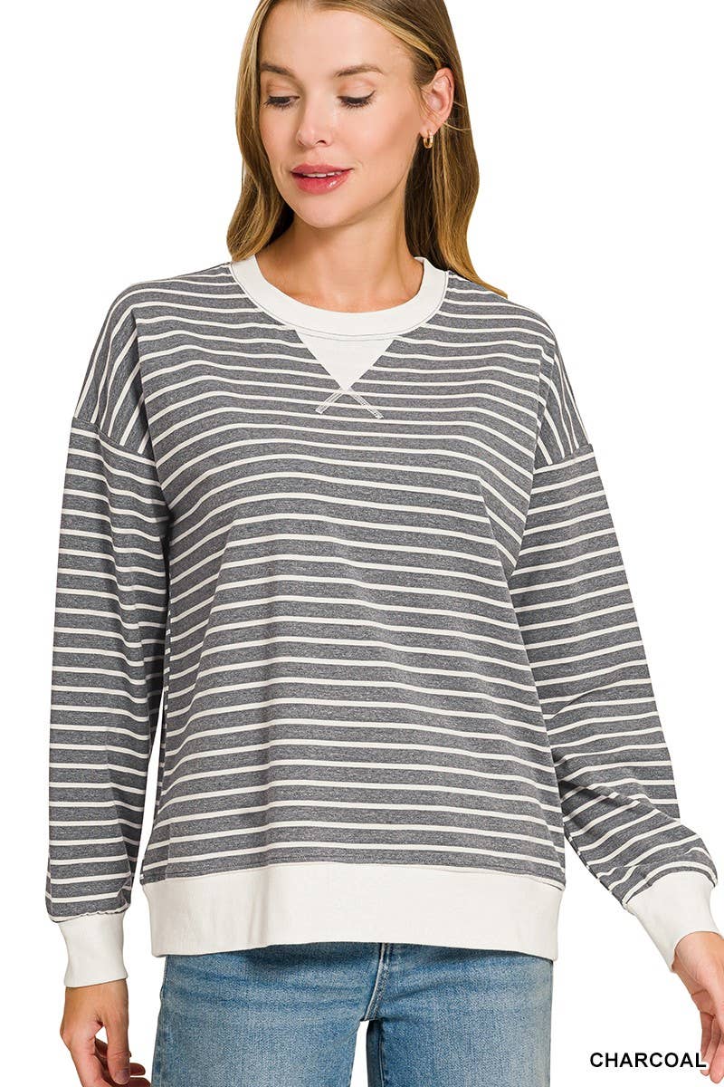 Striped Pullover: CANDY PINK / 2-2-2(S-M-L)