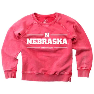 Nebraska Youth Faded Crew