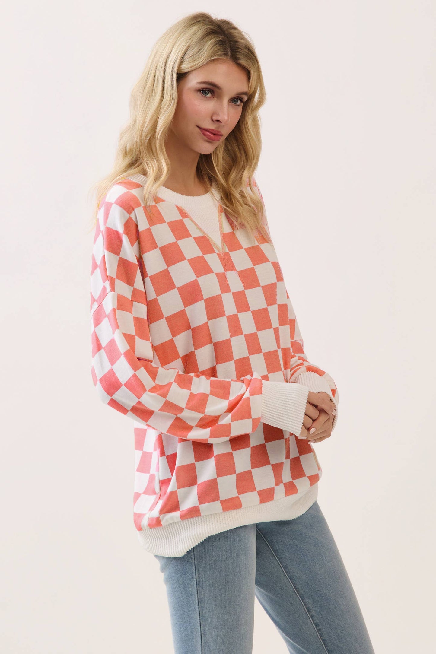 Checkered Drop Shoulder