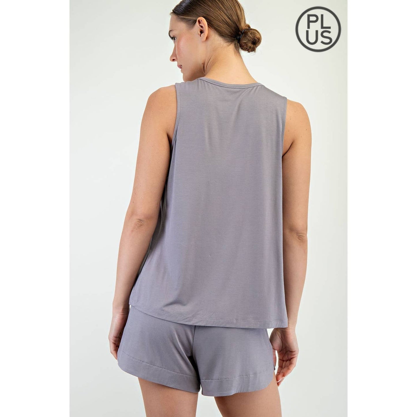 PLUS SIZE VISCOSE MODAL SLEEVELESS TANK: Black / 1X-2X-3X(3-2-1)