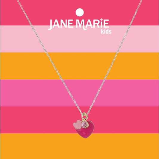Kids Gold Necklace W/ Pink Hearts