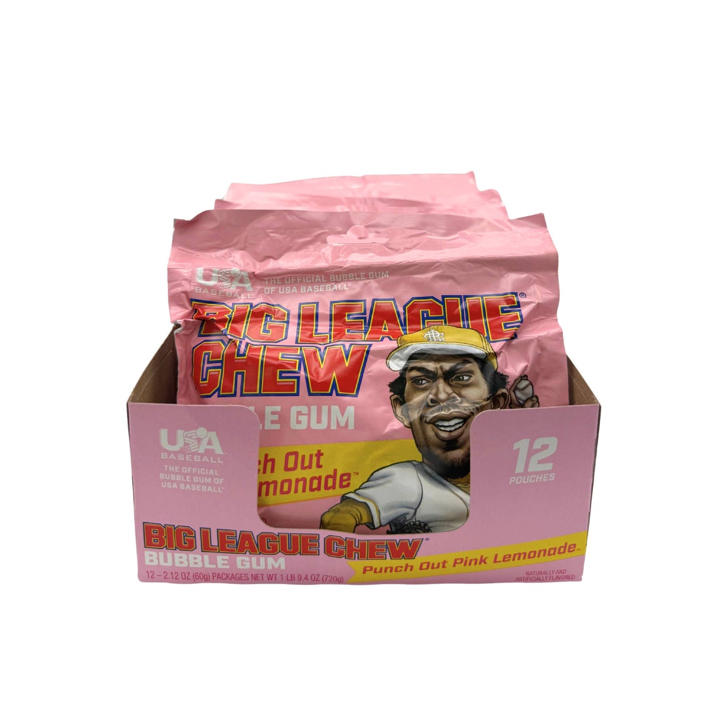 Big League Chew Punch Out Pink Lemonade Gum, 12ct Pouches