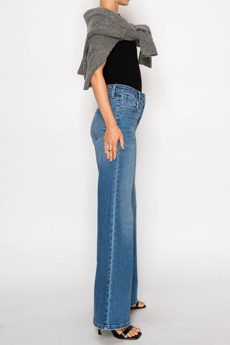 TUMMY CONTROL HIGH RISE SLIM PALAZZO JEANS