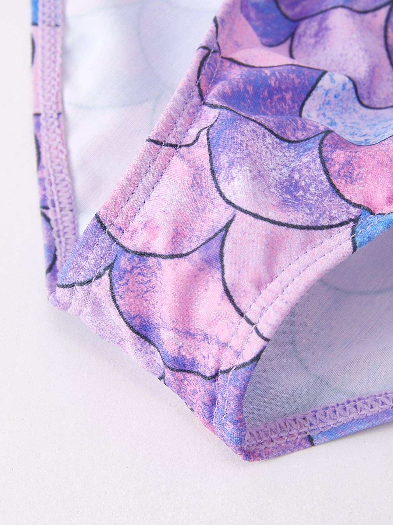 Purple Fish Scale Girls Swimsuit