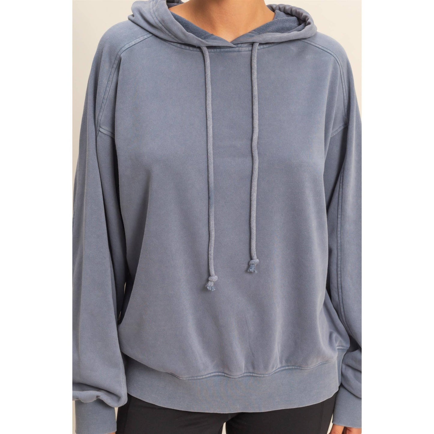 Mineral Washed Seam Detail Hoodie: DARK GREEN / S-M-L(2-2-2)