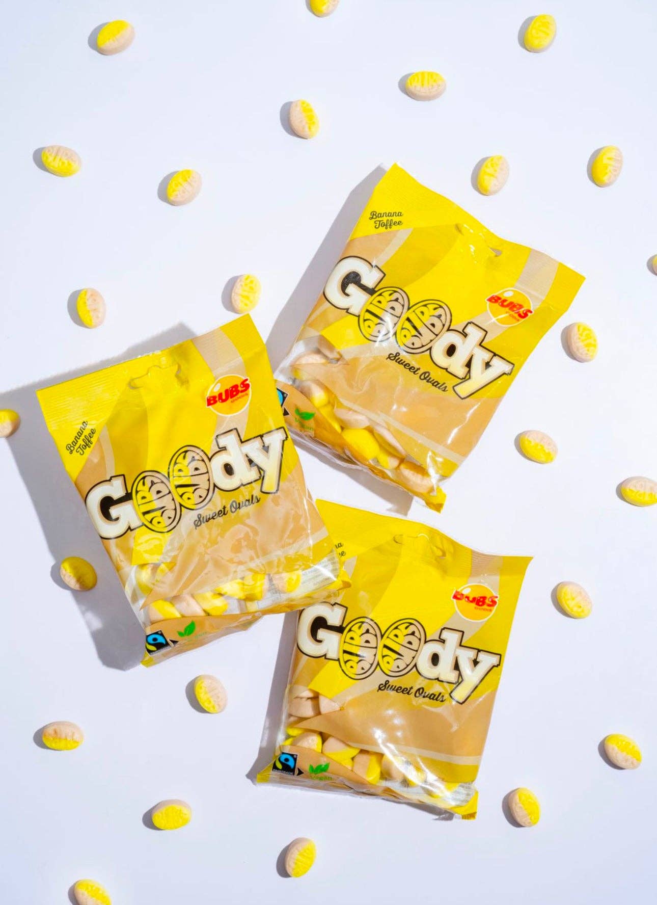 Bubs Swedish Candy Goody Banana Toffee Ovals 12 Pack Case