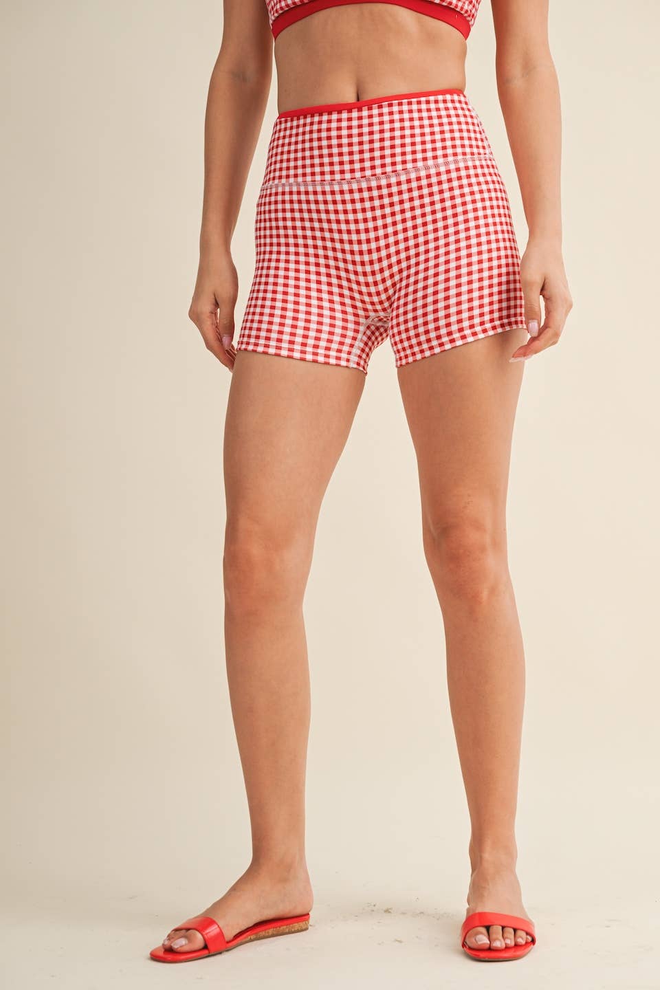 Biker Shorts: Red Gingham