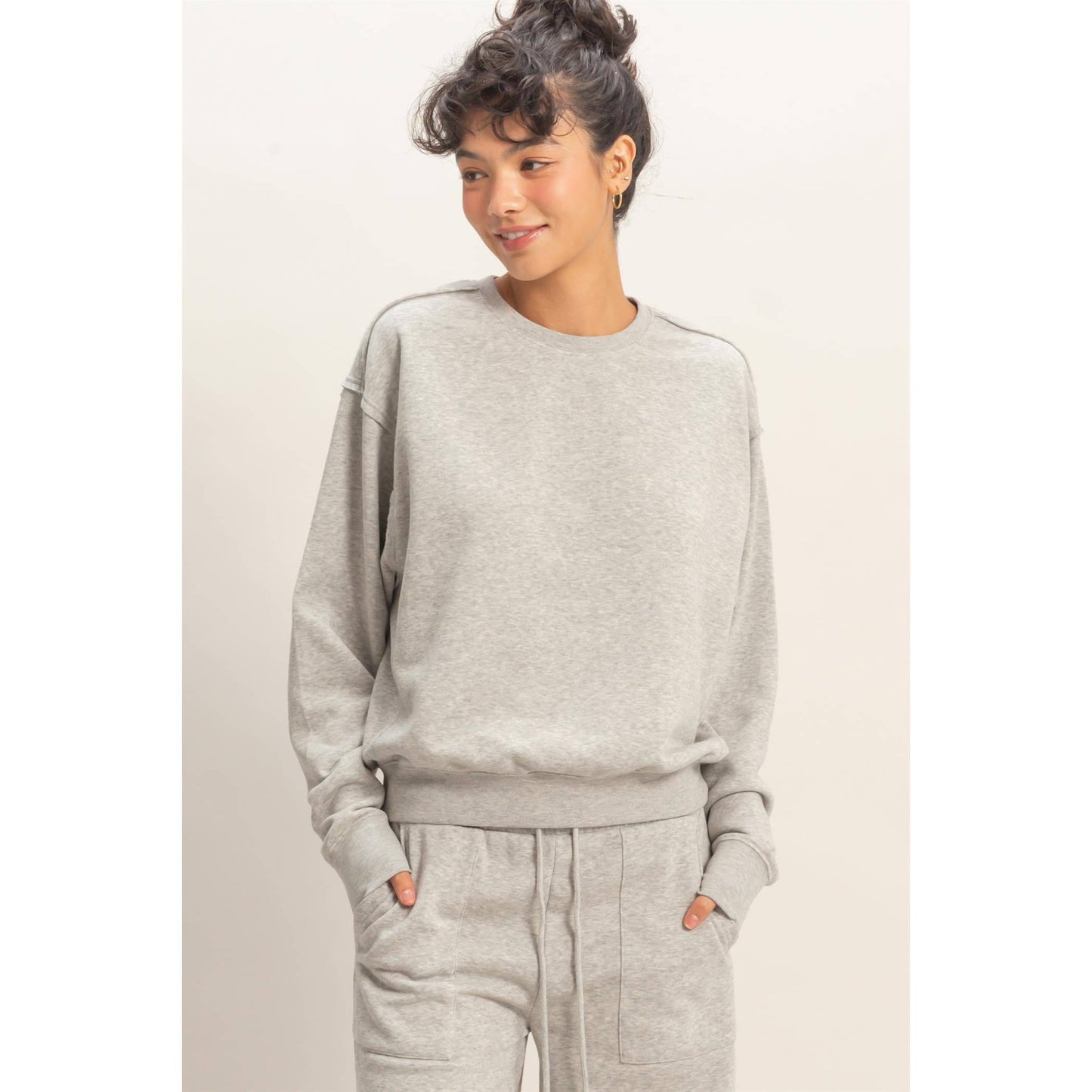 Raw Edge Sweatshirt: GRAY