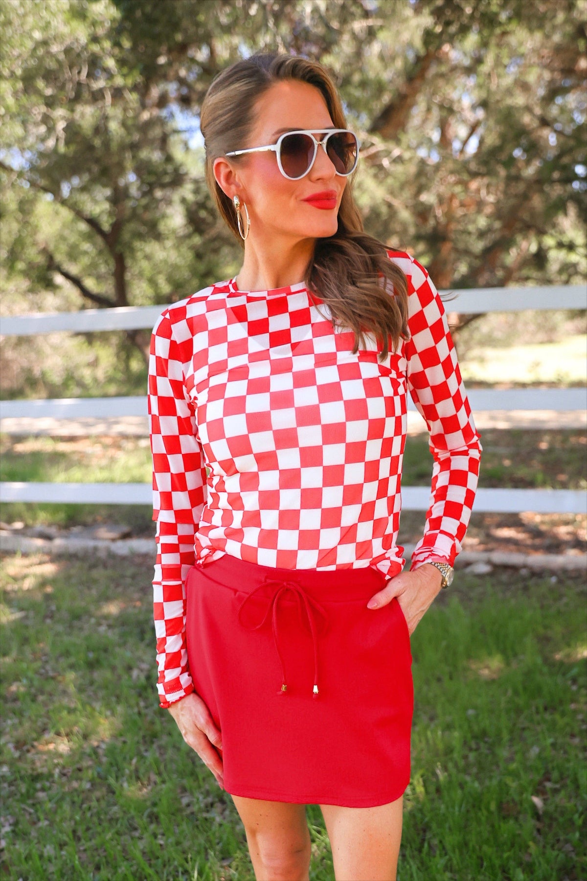 Solid Red Skort