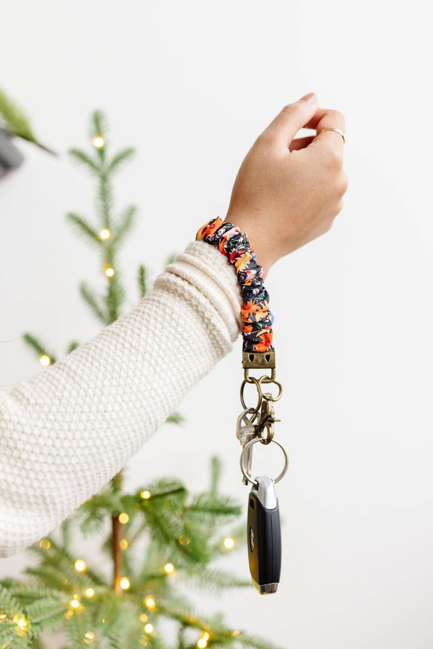 Groovy Floral Scrunchie Keychain