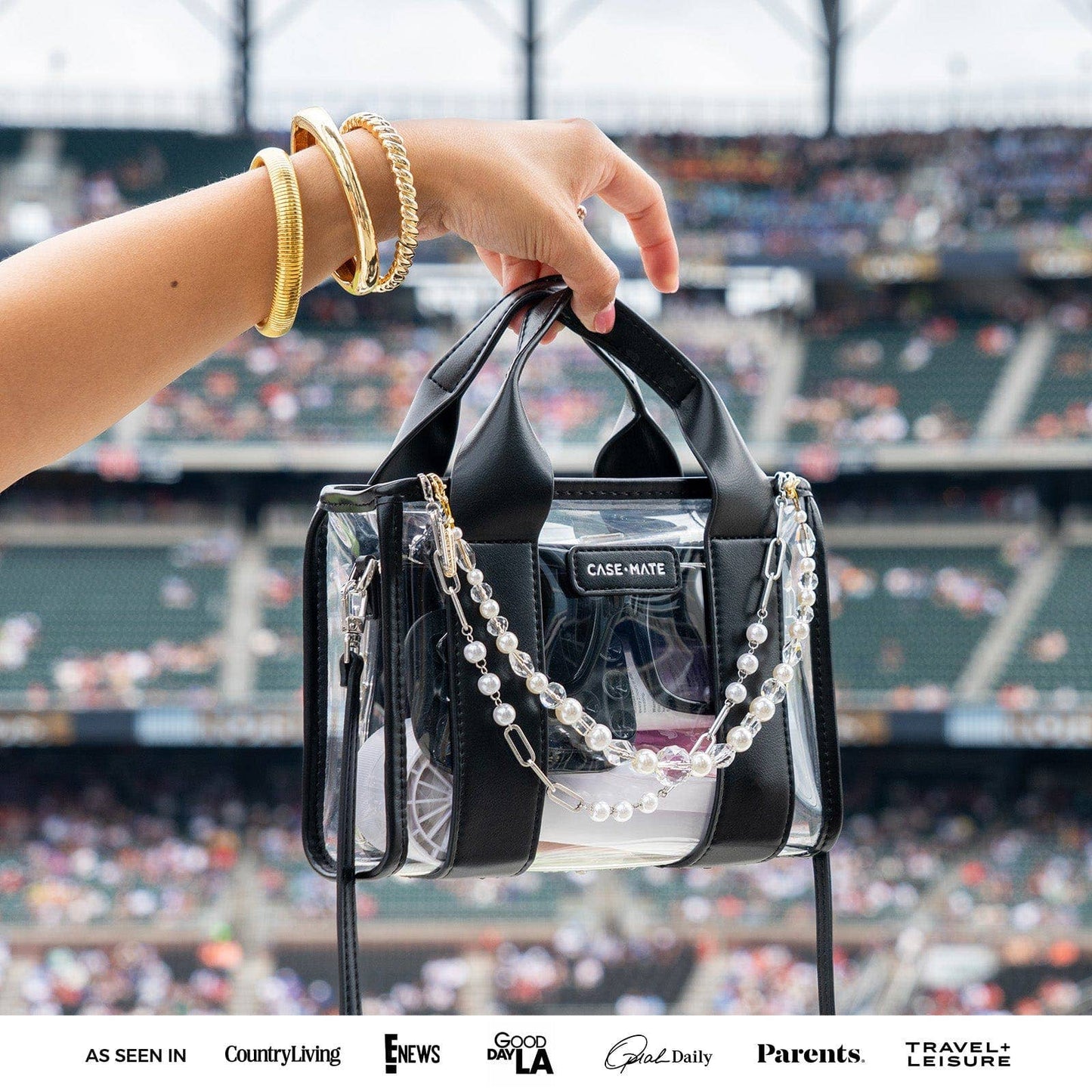 Case-Mate Clear Stadium Bag: Varsity Red Bow