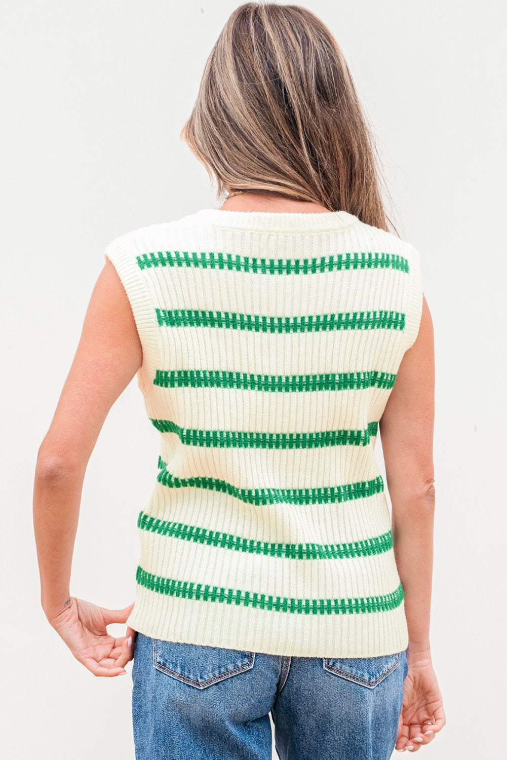Green Striped Sweater Vest