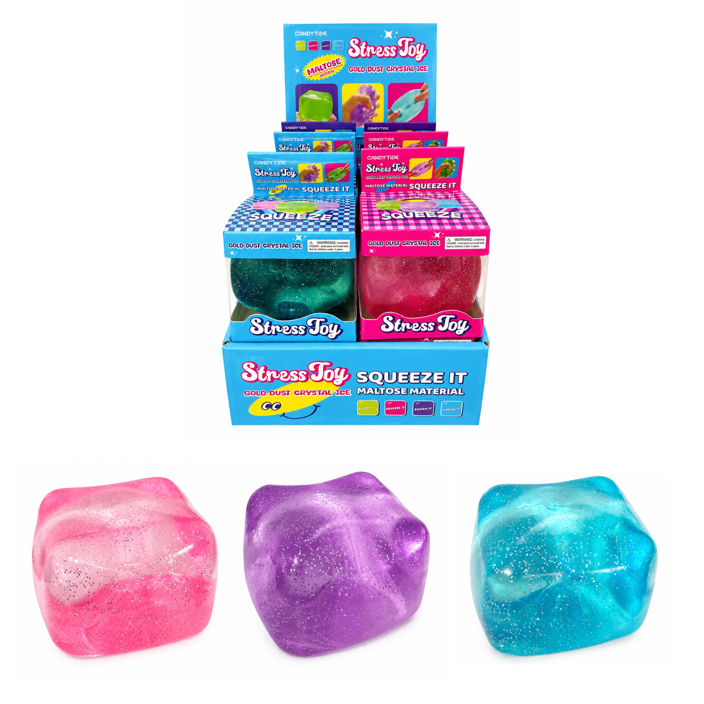 Gold Dust Crystal Ice Stress Toy Cube MSND19
