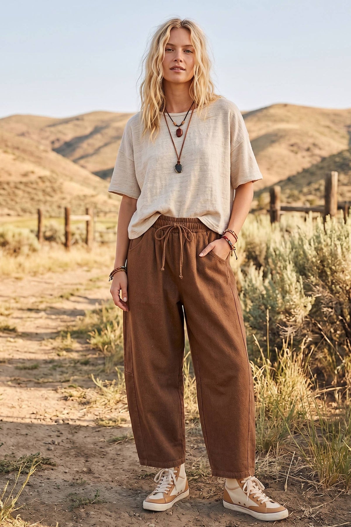 Oversized Washed Barrel Drawstring Pants