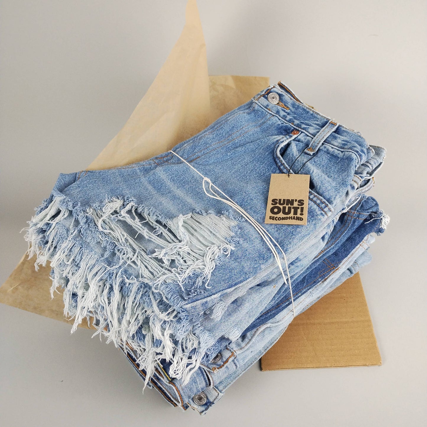Frayed Upcycled Denim Shorts