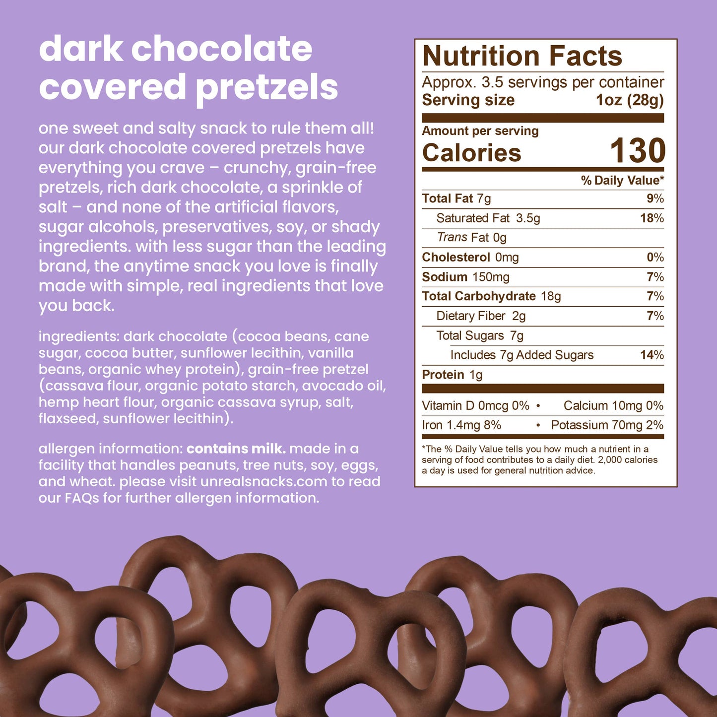 Dark Chocolate Covered Pretzels (6 bags)