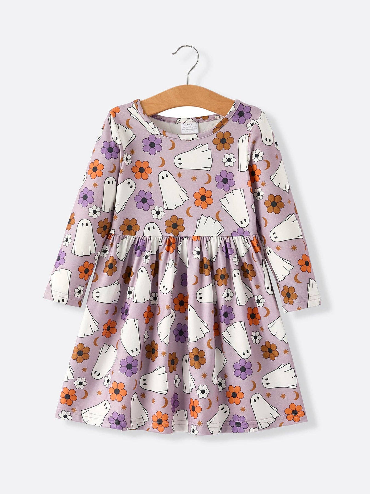 2 Piece Halloween Ghost Striped Girls Dress Set: 5/6Y