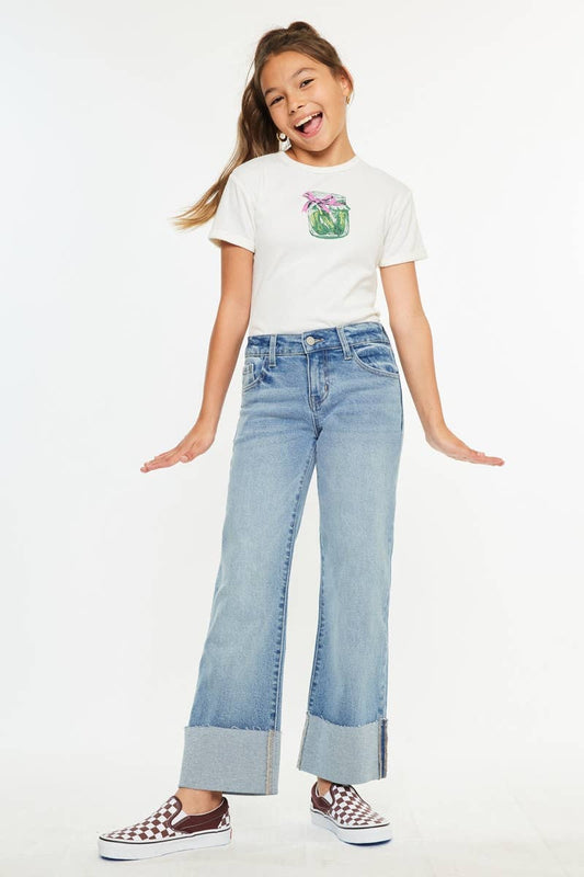 OPEN PACK MID RISE WIDE FLARE JEANS-YC78027M: MEDIUM / 6