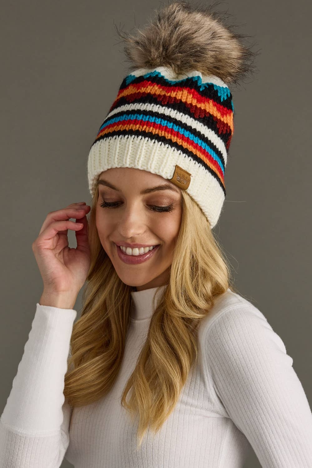 Patterned Pom Hat