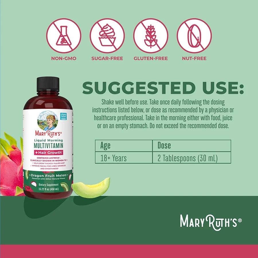 Dragonfruit Melon Liquid Morning Multivitamin + Hair Growth