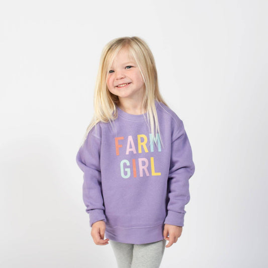 Western Purple ‘Farm Girl’ Graphic Crewneck - Toddler: 4T