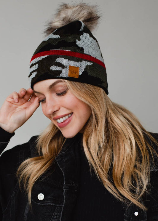 Camo w/ Red Stripe Hat