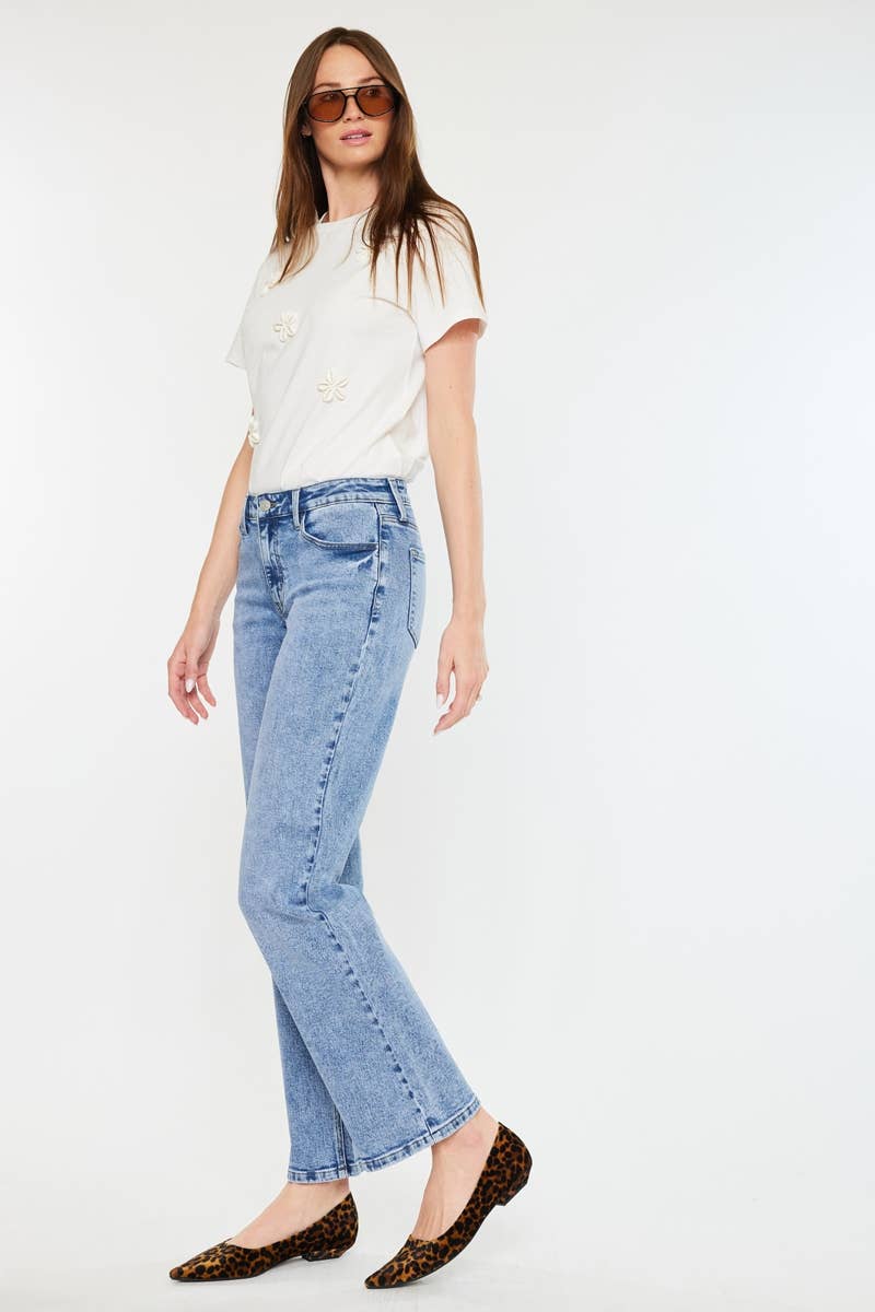 OPEN PACK MID RISE TRUE STRAIGHT JEANS-KC20092M: MEDIUM / 15/31