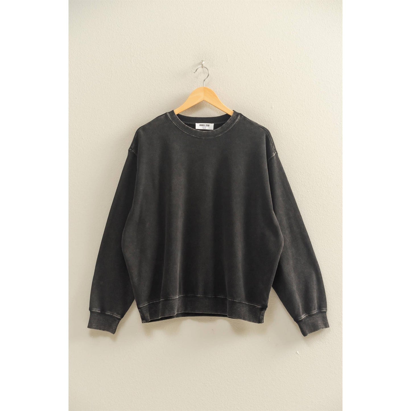 Oversized Mineral Washed Sweatshirt: CREAM / S-M-L(2-2-2)