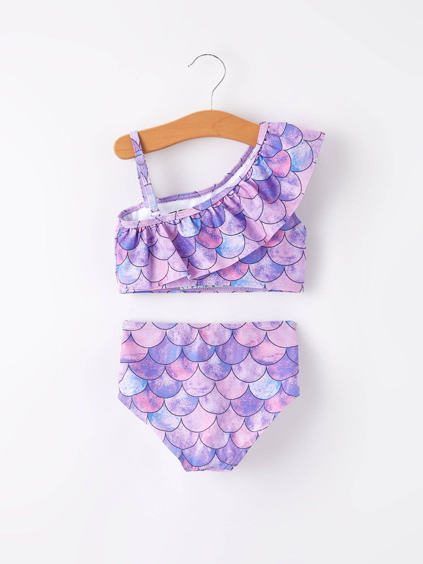 Purple Fish Scale Girls Swimsuit