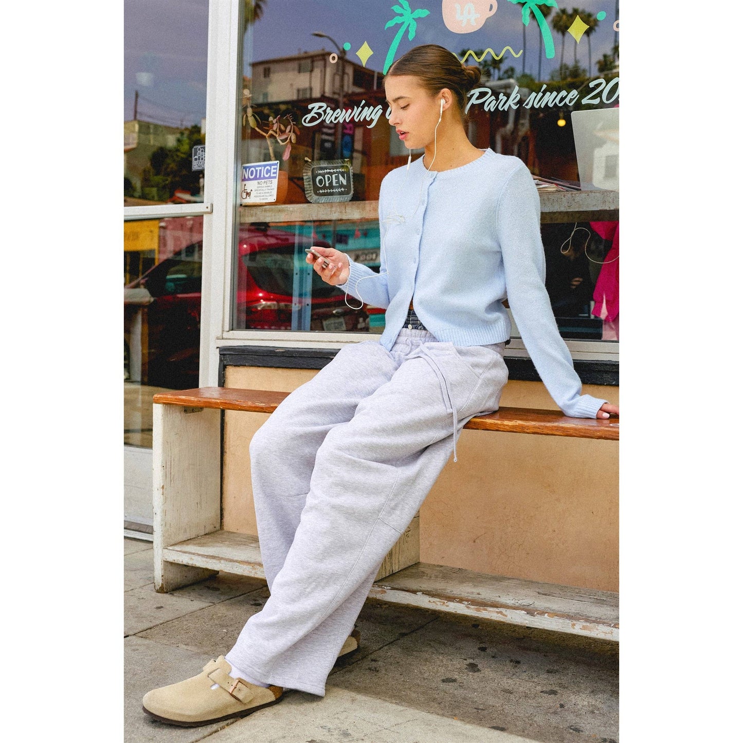 Drawstring Waist Barrel Sweatpants: BLACK / S-M-L(2-2-2)
