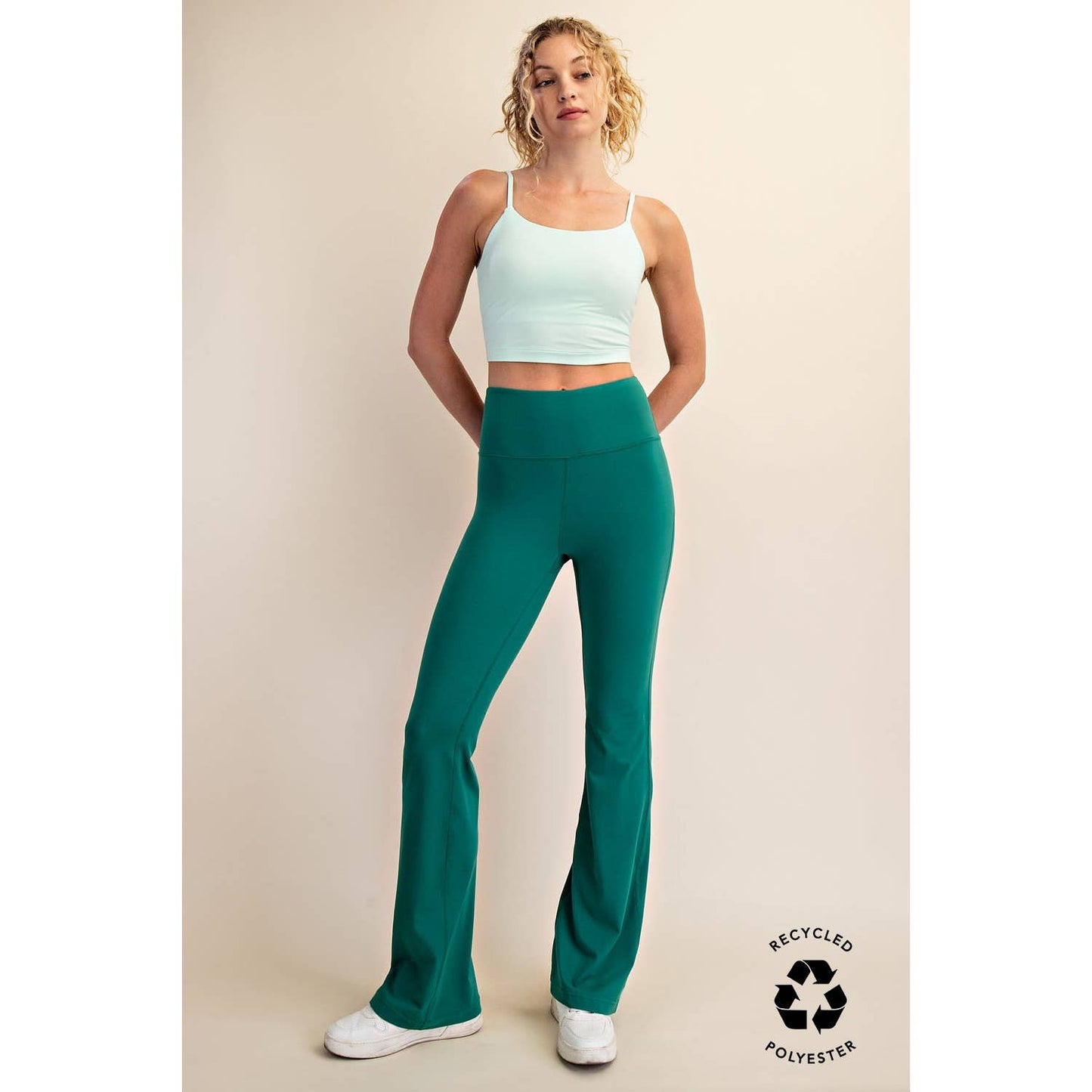FLARED YOGA PANTS: Kelly Green / S-M-L(2-2-2)