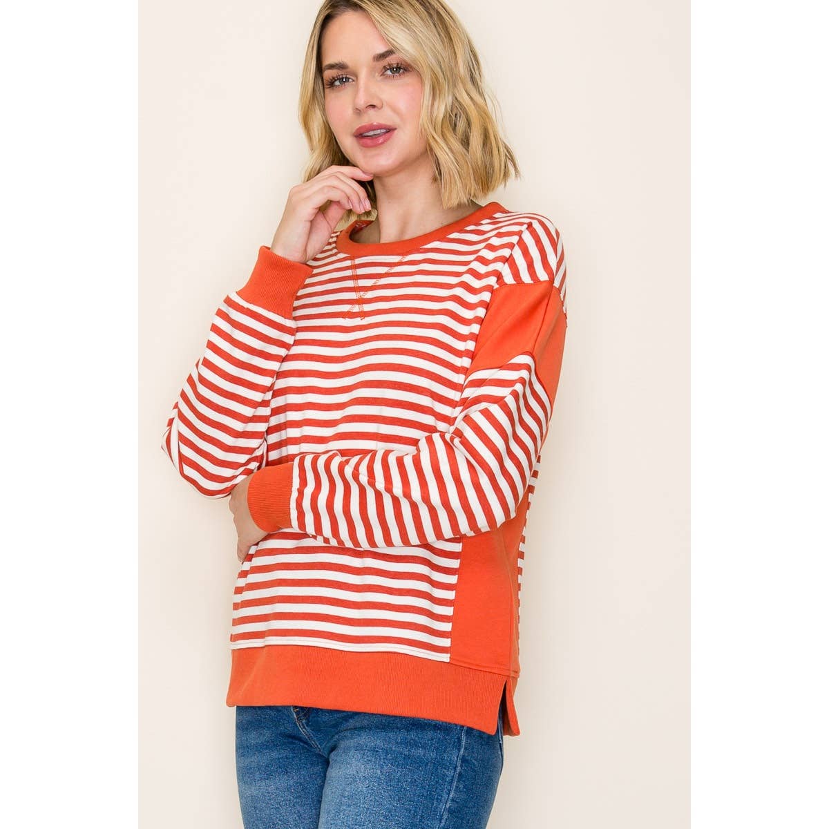Stripe Sweatshirt - Orange