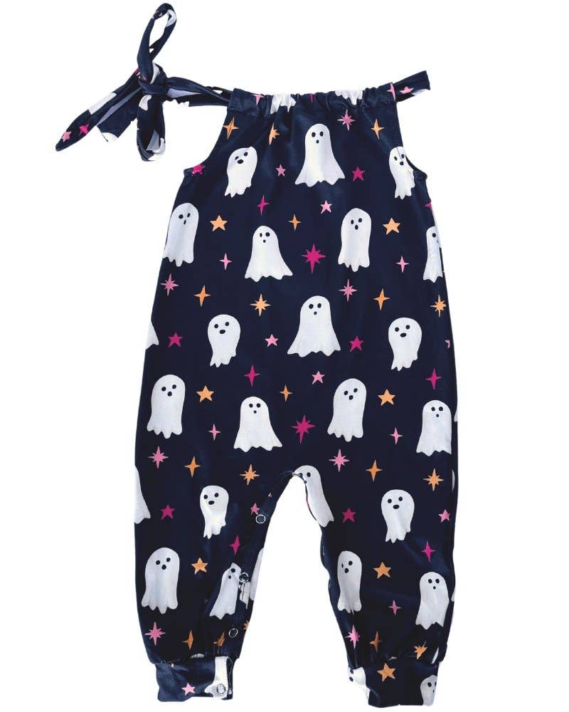 Addison Adjustable Strap Jumpsuit - Black Ghost Sparkles: 0-3months