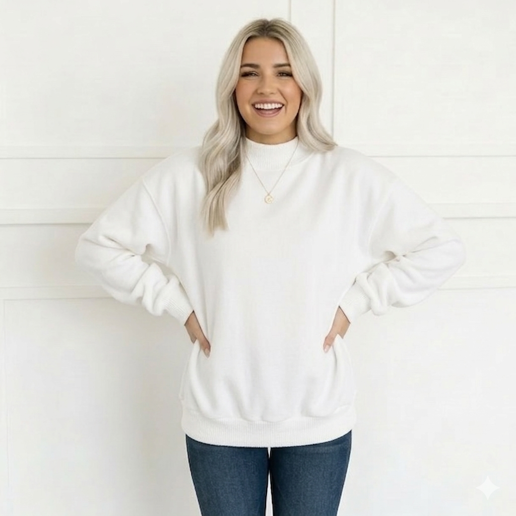 *REVERSIBLE* MOCKNECK SWEATSHIRTS: Ivory / LG
