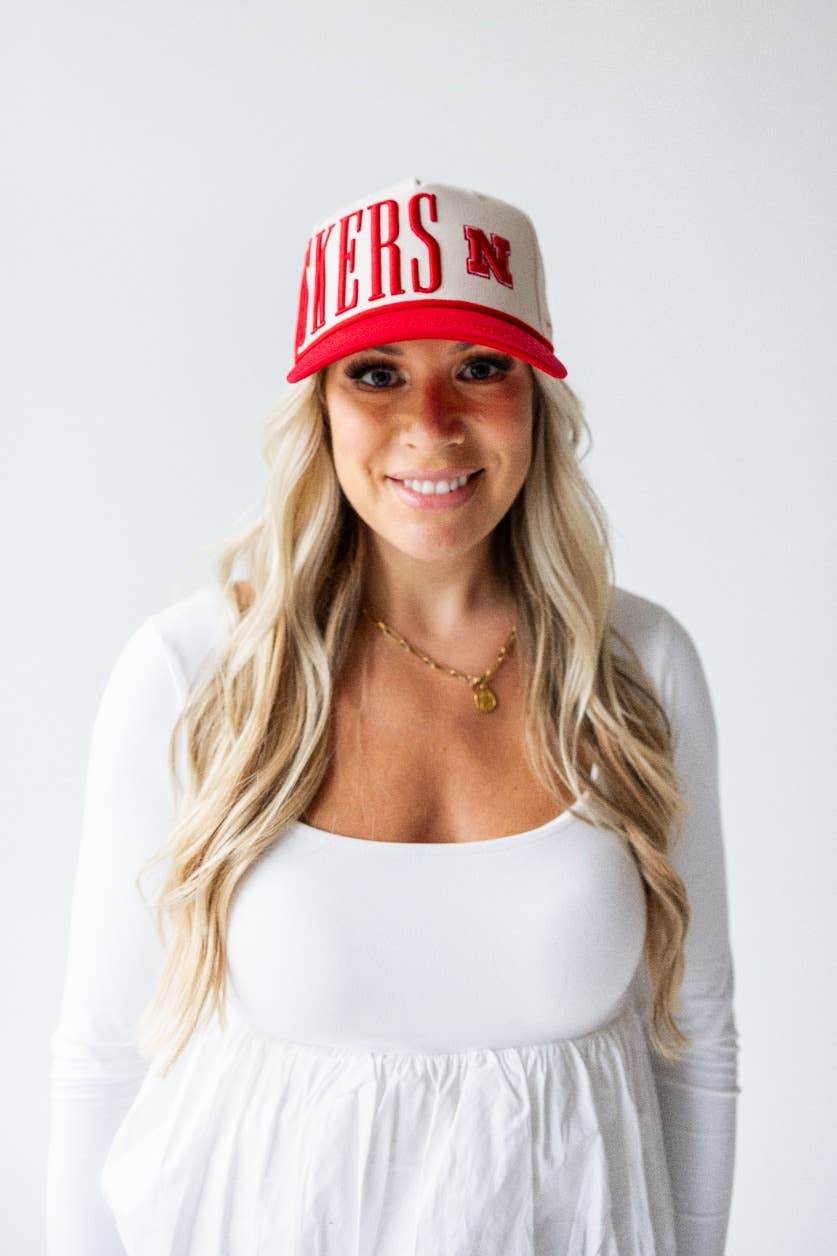 Nebraska Saturday Stretch Canvas Trucker Hat: REDIVORY / O