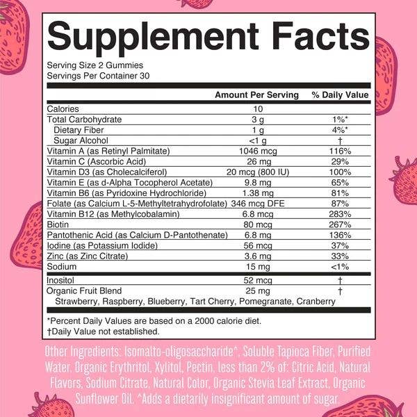 Strawberry Women's Multivitamin Gummies, Vegan, Sugar Free