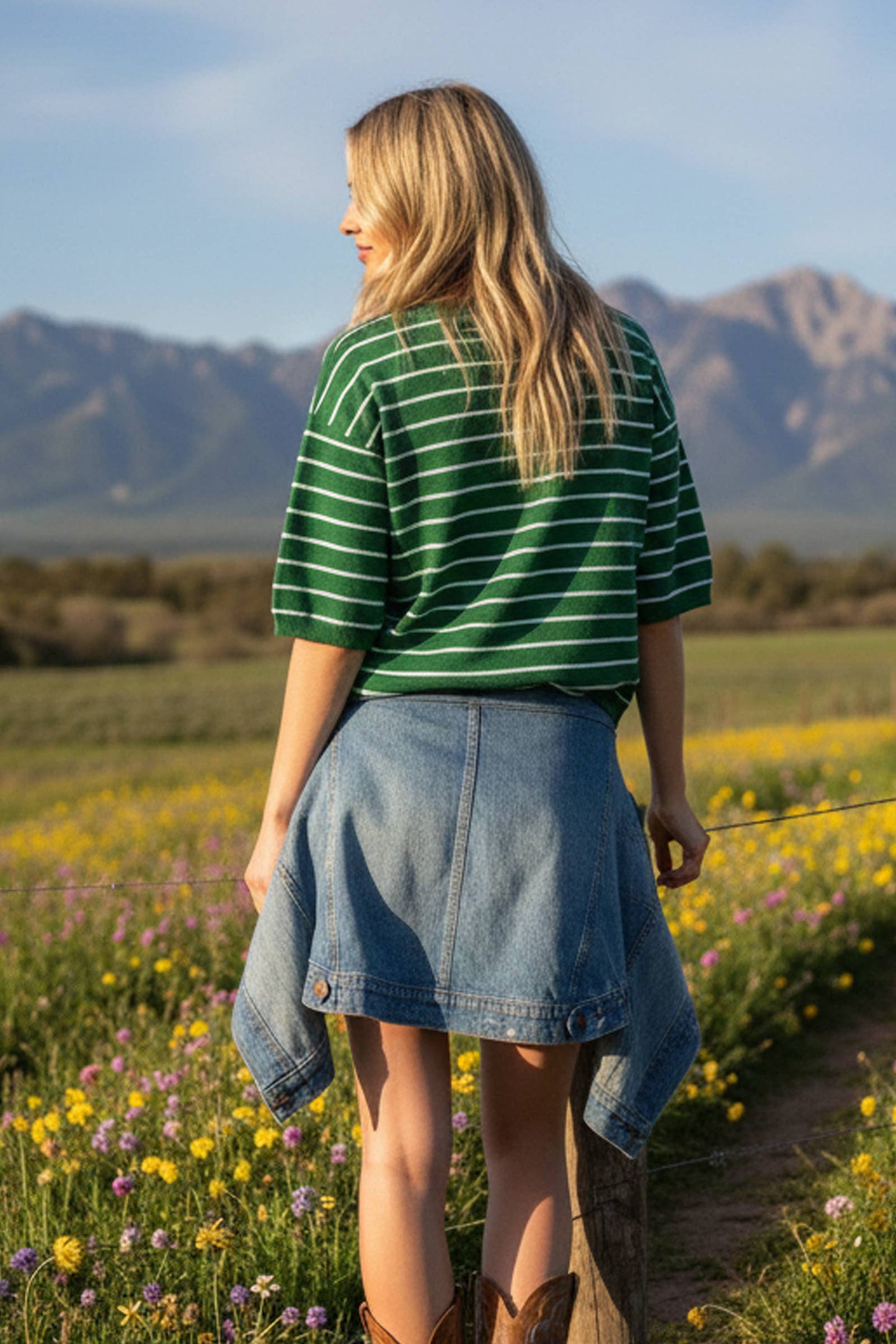 Oversized Striped Knit Short Sleeve Top: TAUPE/WHITE / M