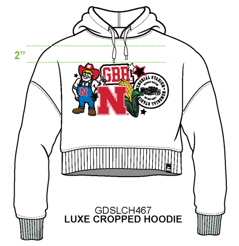 Nebraska Layer Patch Luxe Crop Hoodie
